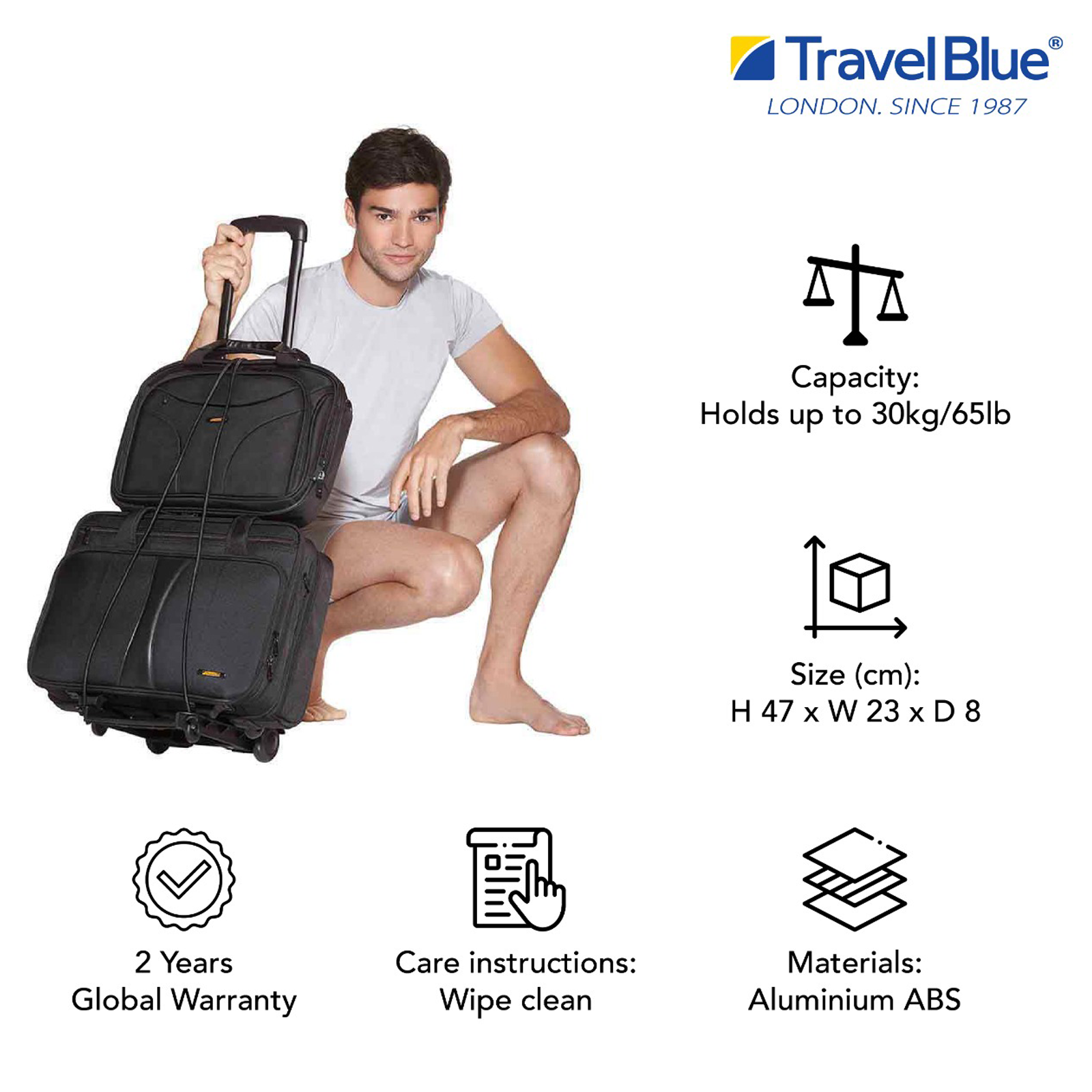 travel blue folding luggage trolley